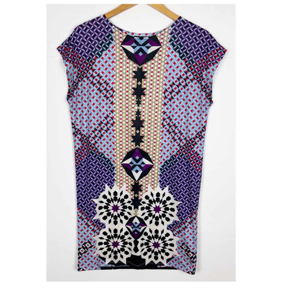 Isle by Melis Kozan Sz XS Mosaic Tile Print Mini Dress Artsy Boho - Picture 6 of 6